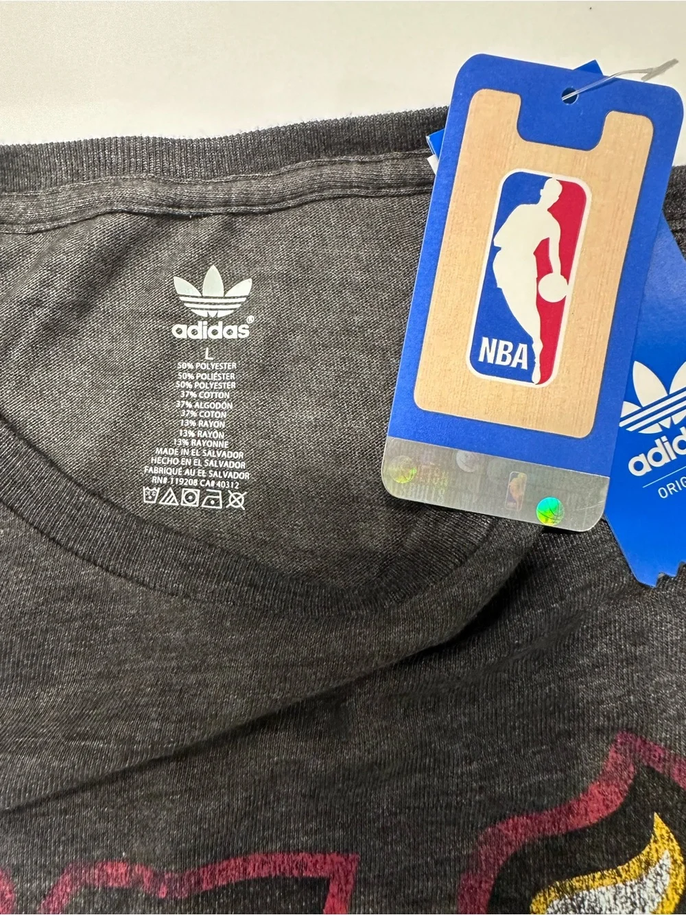 Adidas Vintage 2013 Official NBA Men's Charcoal Gray MH Logo Short Sleeve Tee